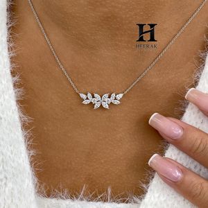 Luxury Marquise Cut Diamond Vine Necklace 925 Sterling <b>Silver</b> Floral Cluster Statement Pendant for Women Bridal Wedding Jewelry - Product Image 2