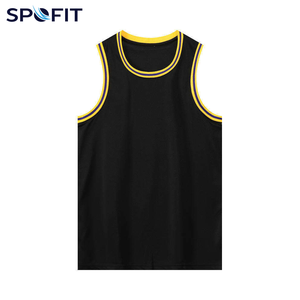 SPOFIT Camiseta de baloncesto de malla amarilla sin mangas, cuello redondo, unisex, transpirable, de secado rápido, ropa deportiva para adultos - Product Image 3