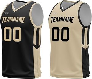 Ensemble maillot et short de basketball personnalisés par sublimation, nom de l'équipe 00, col en V, sans manches, uniforme respirant en mesh pour adultes - Product Image 3