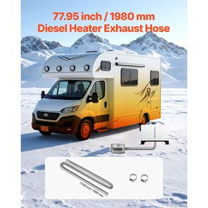 Tubo Flessibile di Scarico in Acciaio Inox al Titanio da 77,95 Pollici con 2 Morsetti per Tubi, per Riscaldatori Diesel - Product Image 2