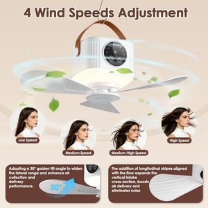 Lanterna da Campeggio LED 2-in-1 con Telecomando, 4 Velocità del Vento, 3 Livelli di Luminosità, Funzione Timer, Ventilatore Ricaricabile 7200mAh - Product Image 3