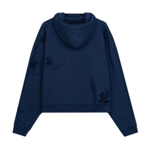 Sudadera con Capucha Extra Grande Estilo Vintage con Cierre, 100% Algodón Felpa, Color Sólido, Diseño Recortado, Larga, para Hombre, Ropa de Invierno - Product Image 2