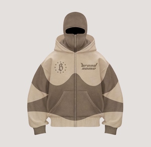 Ensemble de survêtement unisexe à fermeture éclair intégrale avec pantalon large et sweat à capuche balaclava, imprimé graphique premium, style streetwear, personnalisable avec votre marque - Product Image 2