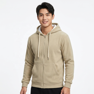 Sudadera con Capucha y Cremallera para Hombre, Corte Ajustado, Color Sólido, Informal, Manga Larga, Tejida, para Otoño - Product Image 5