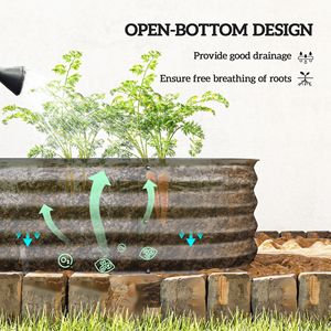 Kit Letto da Giardino Rialzato Zincato 1,49m x 0,61m x 0,30m, Fioriera in Metallo Grigio Scuro con Bordo di Sicurezza per Edifici da Giardino Esterni - Product Image 5