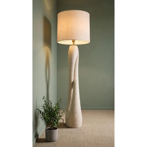 Modern Ceramic <b>Floor</b> <b>Lamp</b> With Irregular Twist Base And Beige <b>Shade</b> For Indoor Lighting - Product Image 3