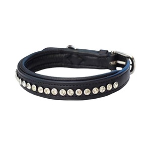 Superior Quality Leather Dog Collar With Soft Padded and Crystals <b>Studs</b> Work to Indian Supplier Wholesaler & Manufacturer - Product Image 2
