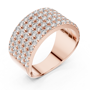 Anillo de Diamantes Cultivados en Laboratorio de Lujo, Oro Rosa de 18 Quilates con Baño de Rodio, Media Banda, para Compromiso, Fiesta, Boda, Uso Diario/Oficina - Product Image 1