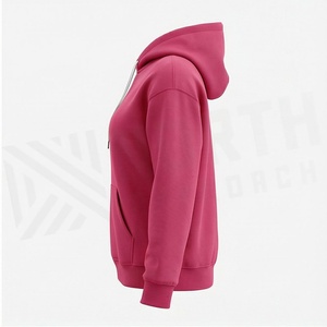 Sudadera con Capucha Oversize Lisa Bordada Personalizada al por Mayor, Sudaderas de Streetwear para Mujer, Tops de Gimnasio de Manga Larga - Product Image 3