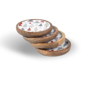 Posavasos de estilo artesanal con tablero de MDF, impresión de adhesivo esmaltado, juego de 4 posavasos para bebidas, posavasos para té a precio de mayoreo. - Product Image 5