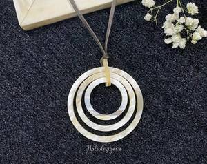 Geometric Shell Necklace Bohemian Style Unisex Jewelry Set Natural Circular Pendant Ecofriendly Custom Horn Wedding Party - Product Image 1