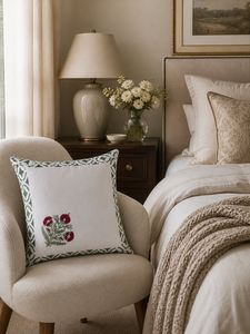 Housse de coussin florale minimaliste design en coton, taie d'oreiller décorative pour les intérieurs modernes de salon - Product Image 2