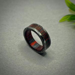 Anillo de Damasco Simple hecho a mano, patrón profundo de 6mm, forma de cúpula estética, banda de joyería de boda duradera para él - Product Image 2