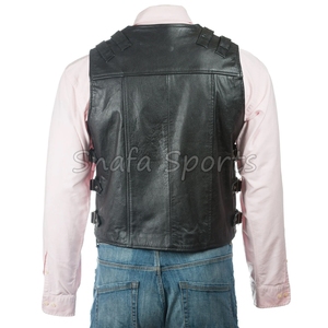 OEM Serviced Vintage Black <b>Vests</b> Men Natural Genuine Leather Jacket Sleeveless Reasonable Price Leather <b>Vest</b> For Men's - Product Image 5