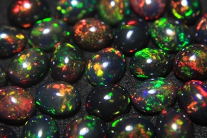 Natural Black Ethiopian Opal Gemstone Oval Cut Cabochon with Multi Color Play of Color or <b>Fire</b> for Jewelry Making - Product Image 6