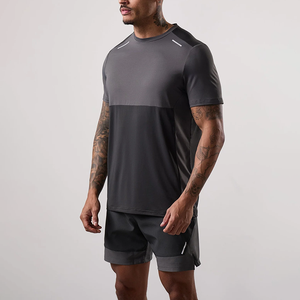 Conjunto Deportivo Personalizado de Alta Calidad para Hombre, Color Morado, de Secado Rápido, Camiseta de Manga Corta y Pantalones Cortos para Gimnasio, Correr, Entrenamiento, con Banda Reflectante - Product Image 1