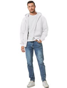 Sweat à capuche zippé en molleton épais 100 % coton 400G pour homme, personnalisable avec logo, imprimé, brodé, tricoté, vierge, pour l'hiver - Product Image 2