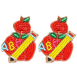 Pendientes y Aros con Cuentas Bordadas a Mano con Forma Floral para Fiestas Escolares, Pendientes Étnicos Festivos, Joyería de Moda - Product Image 5