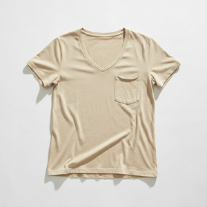 Women's Smart Casual V-Neck Pocket Tee Short Sleeve Soft Cotton Fitted Cut Chest <b>Patch</b> Custom Logo OEM Wholesale Manufacturer - Product Image 5