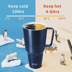 Popular 30Oz/900Ml Vasos de té Boba con aislamiento de doble pared Botella portátil con asa y forro de porcelana - Product Image 4