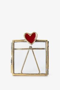 Oliver Bonas Square Metal Photo <b>Frame</b> <b>Gold</b> Tone With Green Ribbon Hanging 2x2 Inches Digital Print Patterned Design - Product Image 2