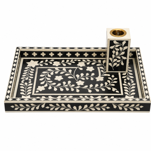 Juego de Bandejas para Quemador de Bakhoor con Incrustaciones de Hueso de Lujo |   Quemador de Incienso Árabe Hecho a Mano, Decorativo para el Hogar, Fragancia para Ramadán y Eid - Product Image 1