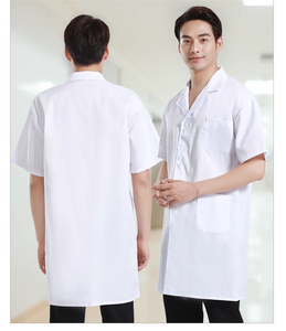 Bata de Laboratorio Médica Unisex de Algodón y Poliéster Blanca para Hospital, Uniforme para Doctor y Enfermera - Product Image 3