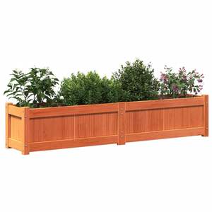 Ensemble de 2 grands pots de fleurs et jardinières en bois de pin massif brun ciré - Product Image 4