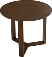 Mesa de Centro Redonda Moderna Nesthouz, Disponible en Stock, con Base en Y Giratoria Minimalista, Acabado en Nogal Sólido, Muebles para el Hogar