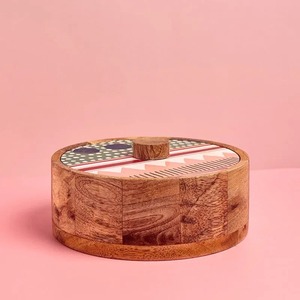 Modern Style Eco-friendly Wooden Chapati Container Durable Handmade Roti Box Flip Top <b>Lid</b> Tortilla Warmer Basket Enamel Coated - Product Image 4