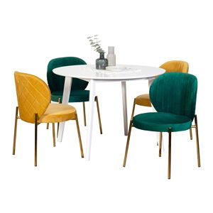 Set da Pranzo Contemporaneo Amoa 5 Pezzi, Tavolo Rotondo Bianco e 4 Sedie per Sala da Pranzo Moderna - Product Image 2