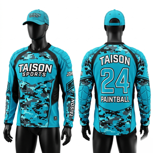 Tissu interlock en polyester premium 280 GSM, gris camouflage, maillot de paintball avec panneaux latéraux en mesh, logo personnalisé par sublimation - Product Image 3