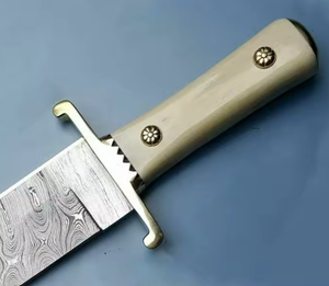 Couteau de chasse Bowie à pointe tombante en acier Damas, qualité supérieure, personnalisable, vente en gros OEM/ODM, pour camping, pêche, survie, à lame fixe - Product Image 3
