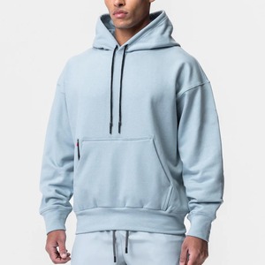 Sweat à capuche oversize pour homme avec cordon de serrage contrastant, design épaules tombantes, poche kangourou avant et poignets côtelés - Product Image 4