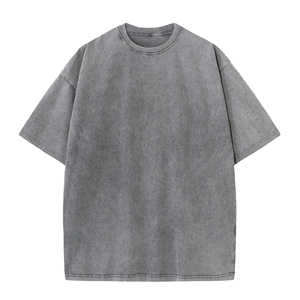 Oversized 100% Cotton Men's Acid Wash T-<b>Shirts</b> Plus Size Drop Shoulder Breathable Casual Knitted Fabric Best Fashion - Product Image 1