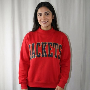 Sudadera de cuello alto para mujer, personalizada, con aplique de chenilla y logo, de forro polar, con hombros caídos, para invierno, estilo chándal, para suministro - Product Image 1
