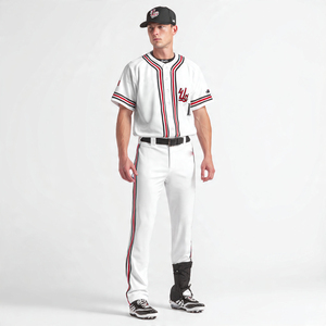 Customized Casual Baseball Uniform Short Sleeves Baseball Jersey <b>Pants</b> Set Men Button <b>Down</b> Softball Baseball Uniforms - Product Image 4