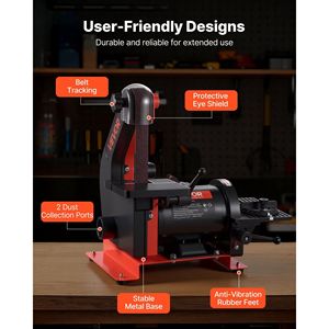 Levigatrice a disco da 250W 5 pollici e levigatrice a nastro da 1 pollice x 30 pollici, combinata con tavolo da lavoro regolabile 0-45° per la lavorazione del legno, da banco con DUS - Product Image 6