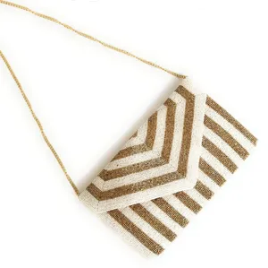Bolso de Hombro Rectangular de Tela de Algodón Ecológica Hecho a Mano en India, con Bordado de Cuentas, Estilo Bohemio para Mujer, Moda para Fiestas - Product Image 3