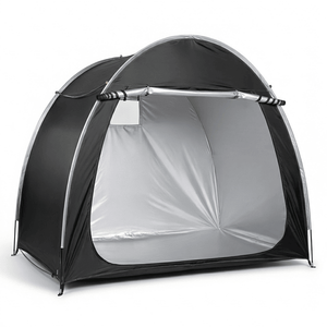 Tenda Nera per Biciclette 6.8x4.9FT con Telaio in Fibra di Vetro, Rivestimento in PU Argento 210D Oxford e Doppie Porte Frontali Laterali - Product Image 3