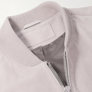 <b>Men's</b> Light Pink <b>Suede</b> Bomber <b>Jacket</b> Crew Neck Zipper Closure Casual Winter Wear Regular Fit Quick Dry Front Genuine Leather - Product Image 6