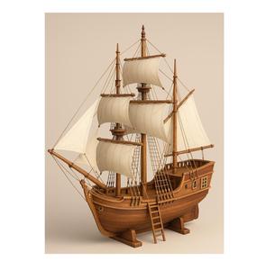 Modèle de bateau à voile artisanal en bois, centre de table classique, décoration nautique pour la maison et les expositions côtières - Product Image 4