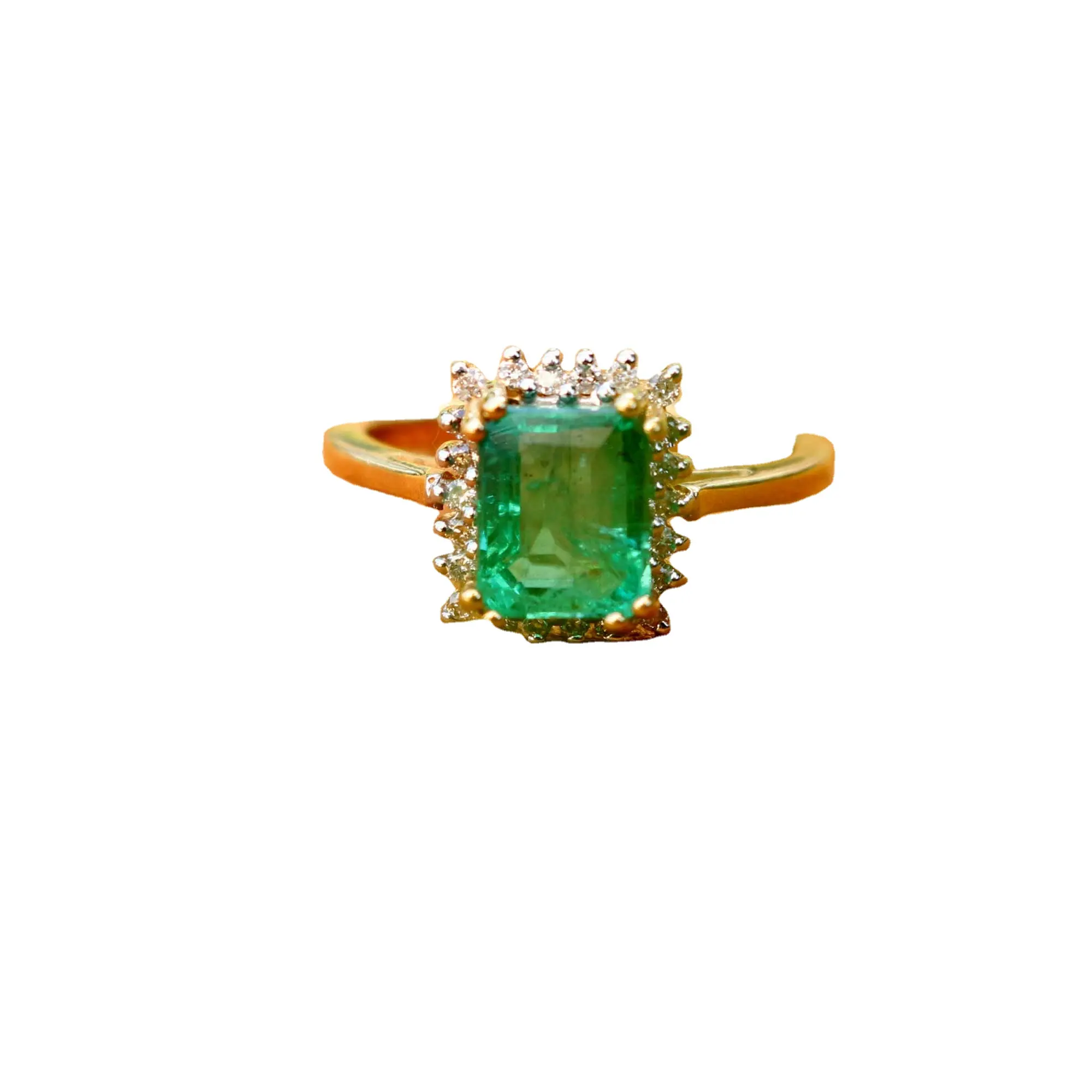 Anel de pedra preciosa com esmeralda natural de design moderno, feito à mão 18 k, joia de ouro, atacado, preço de fábrica