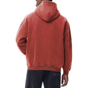 Sudadera con capucha roja vintage con cremallera para hombre, de forro polar grueso, estilo urbano, con cremallera completa y hombros caídos, personalizada - Product Image 2
