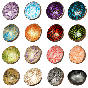 ชามมะพร้าวลายดอกไม้สีสันสดใสชามมะพร้าวตกแต่งเป็นมิตรต่อสิ่งแวดล้อมสำหรับบ้านและเป็นของขวัญแฮนด์เมด - Product Image 3