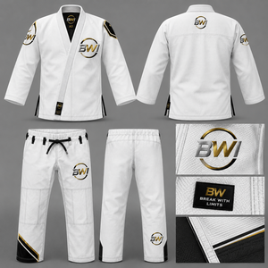 Kimono de BJJ BWI Blanco, 100% Algodón, Unisex, Corte Holgado, Transpirable, Antiencogimiento, 460g, Impresión por Transferencia de Calor, Logotipo Multiposición - Product Image 1