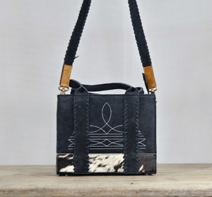 Nouveau Sac Fourre-tout de Luxe Noir en Cuir Véritable pour Femme 2026, avec Compartiment Caché, Sac à Bandoulière Cousu Style Western, Sac à Main en Cuir de Vachette - Product Image 1