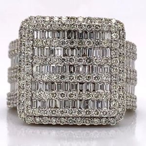 Anillo de Boda para Hombre con Corte Baguette, Estilo Hip Hop, Totalmente Cubierto de Diamantes Moissanite, Plata de Ley 925 con Baño de Rodio - Product Image 1