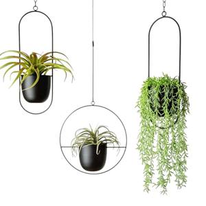 Pot de fleurs suspendu en métal pour intérieur et extérieur, panier à fleurs, décoration de jardin, support en fil de bronze pour balcon, support moderne pour plantes succulentes, vase pour maison et bureau - Product Image 5