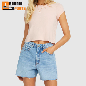 Casual Style Denim Jeans Ladies Shorts Plain Simple Breathable Material Denim Shorts Ripped Jeans Short Jeans Pants Women - Product Image 1
